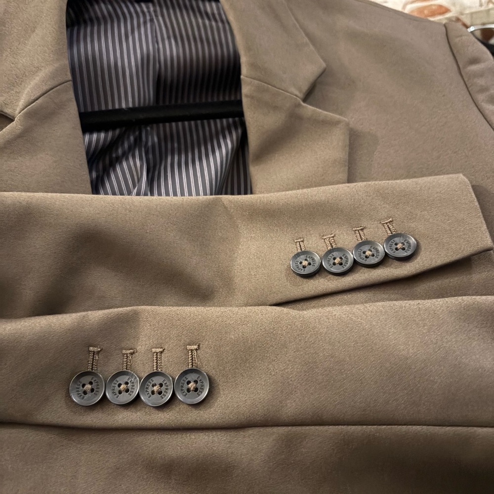 Express Blazer Olive Green Brown Size 10 - Picture 8 of 11